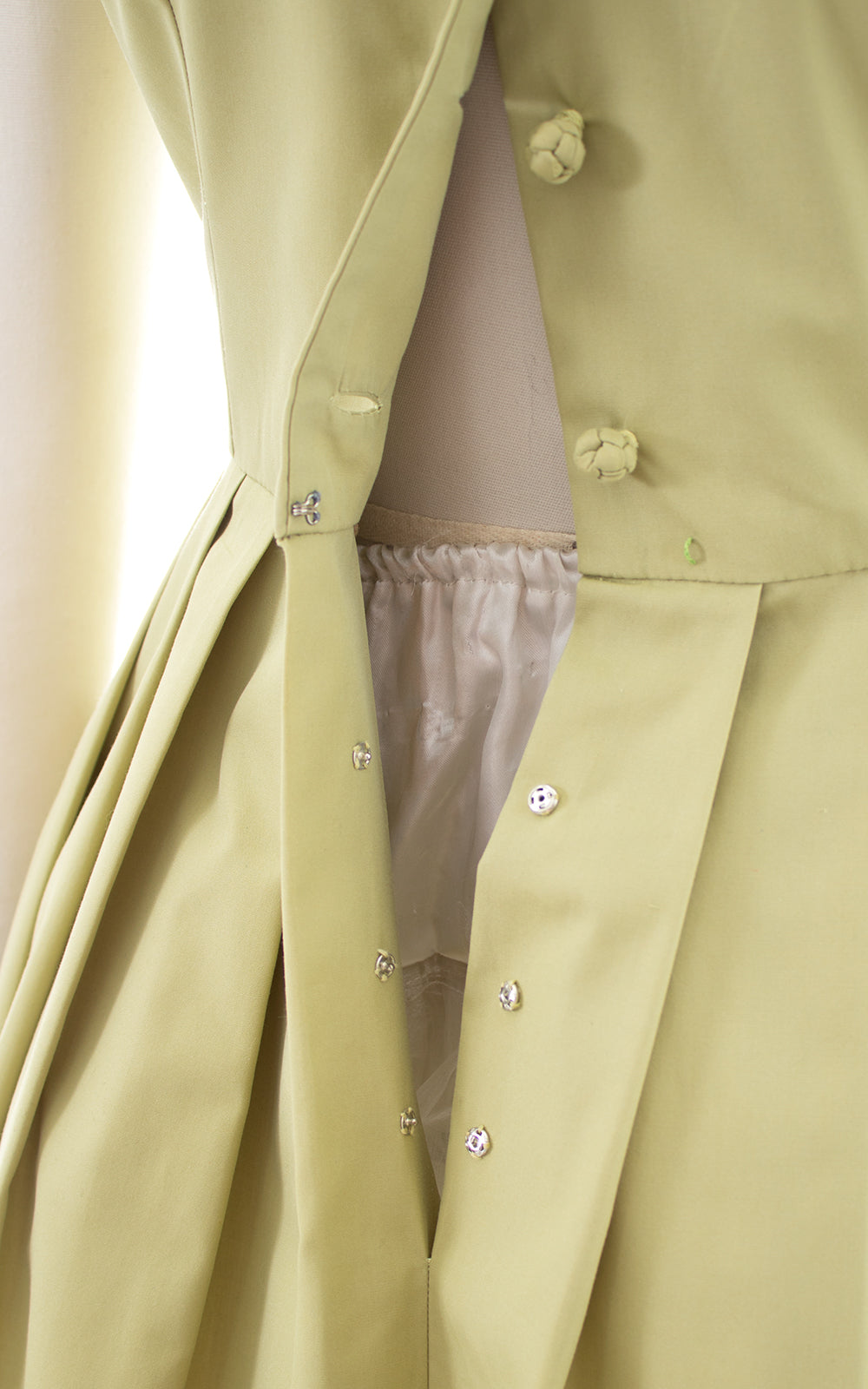 1950s Sage Green Cotton Shirtwaist Sundress