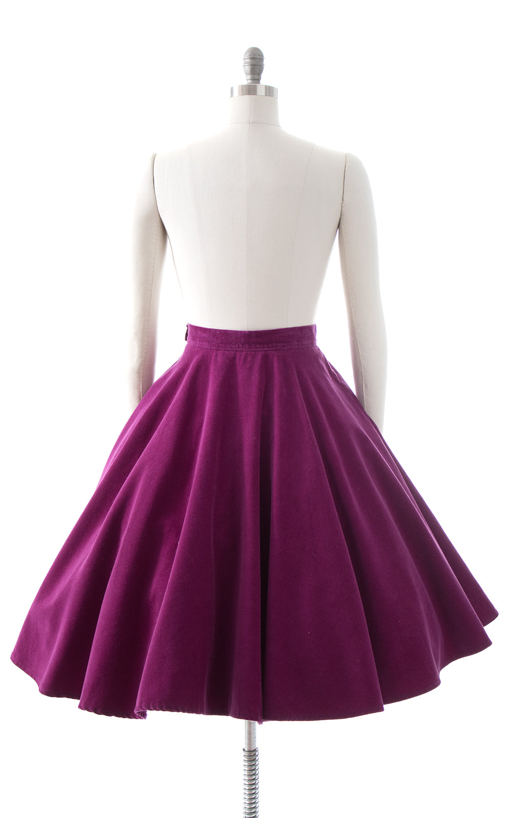 1950s Purple Velvet Circle Skirt with Pockets
