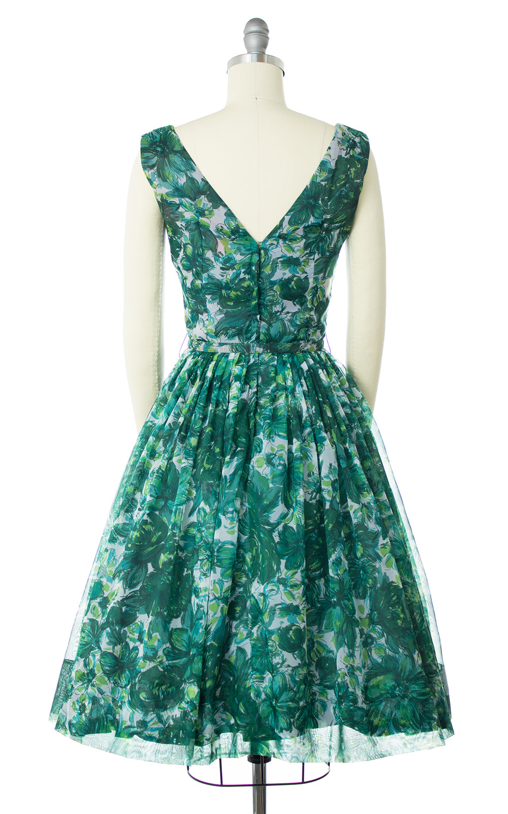 1960s Floral Chiffon Party Dress