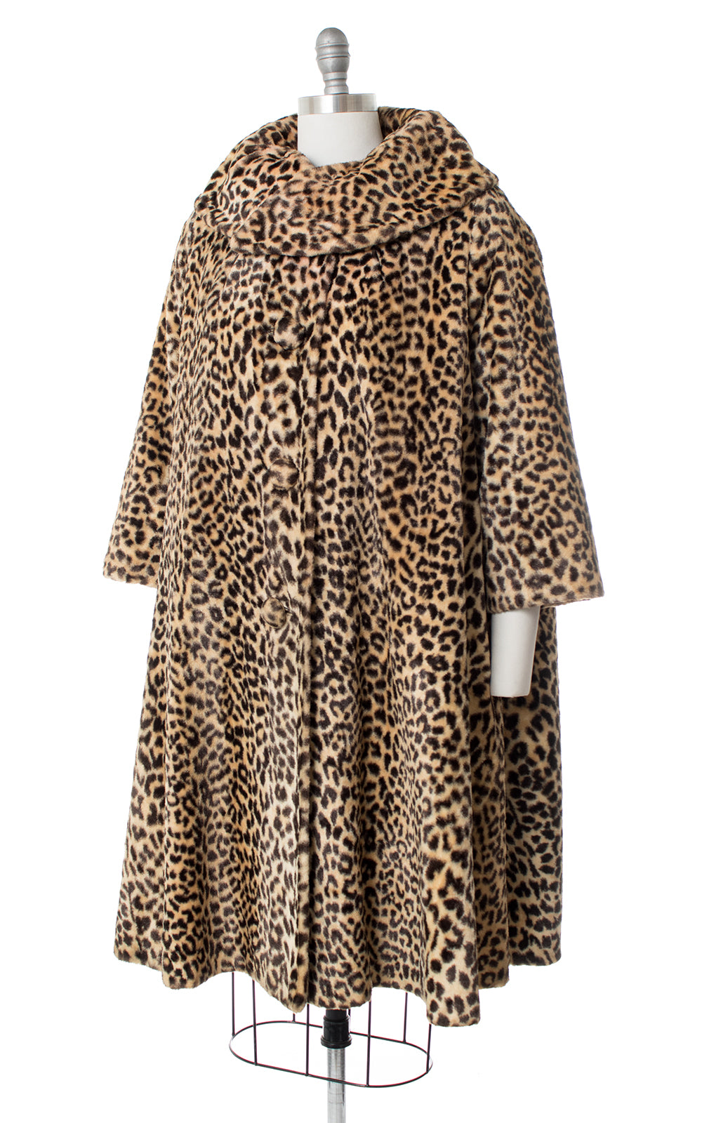 1960s Leopard Print Faux Fur Swing Coat