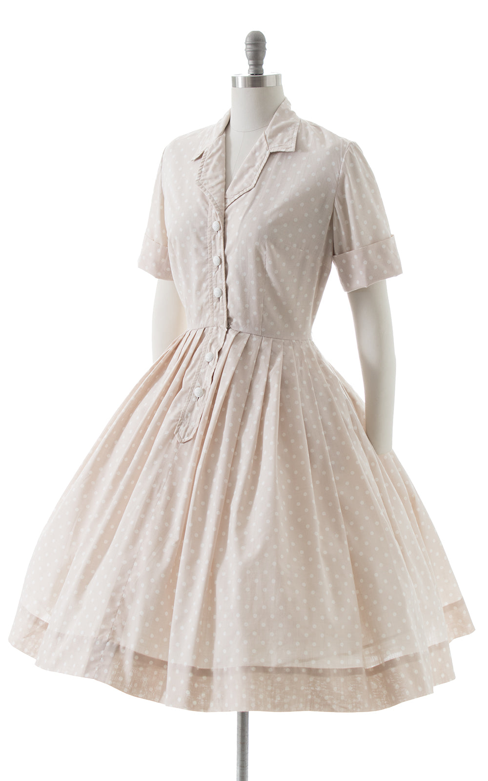1950s Polka Dot Shirtwaist Dress