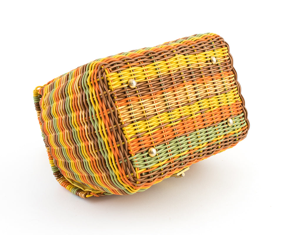 1960s Rainbow Wicker Box Purse