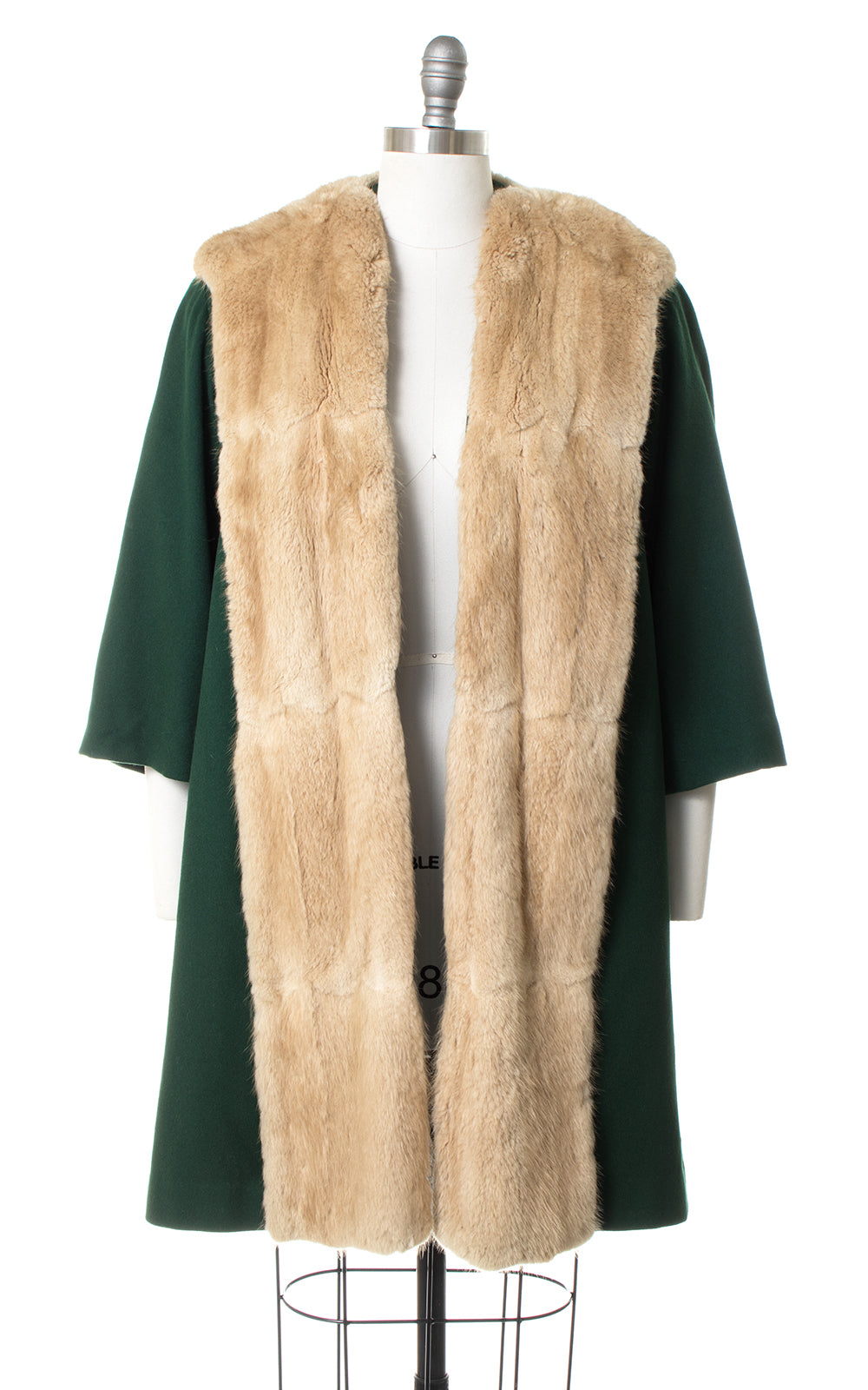 1940s Forest Green Wool & Fur Coat