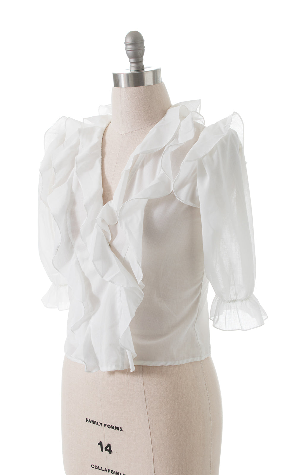 1980s Ruffled Wrap Blouse