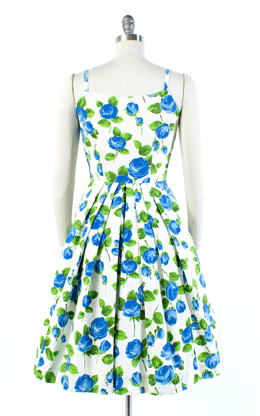 1950s Blue Rose Cotton Sundress | small/medium