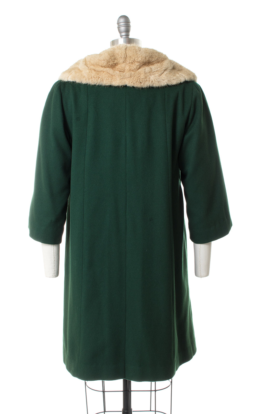 1940s Forest Green Wool & Fur Coat