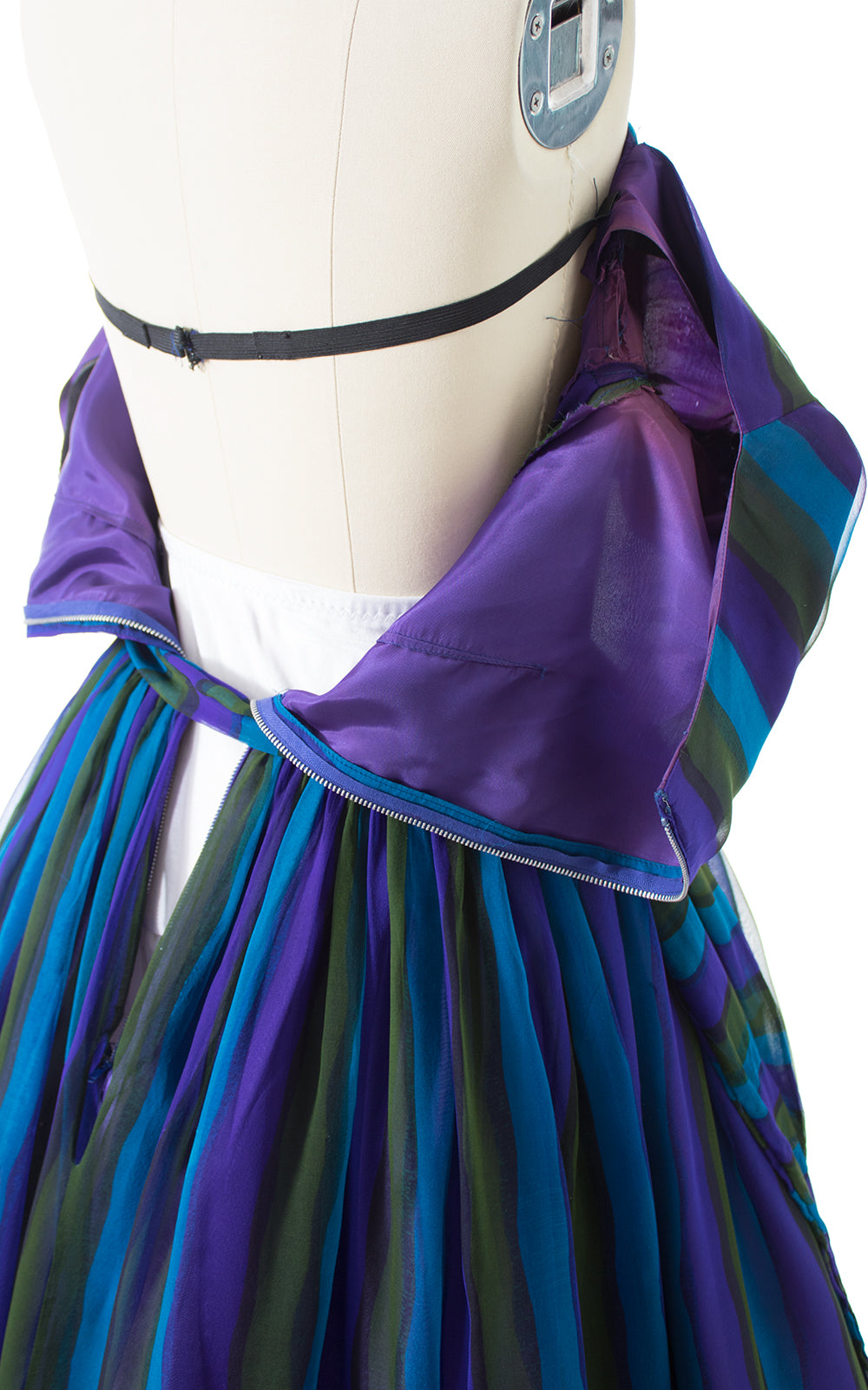 1960s Striped Silk Chiffon Party Dress