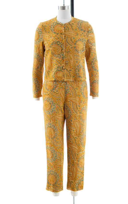 1960s Metallic Paisley Pant Suit