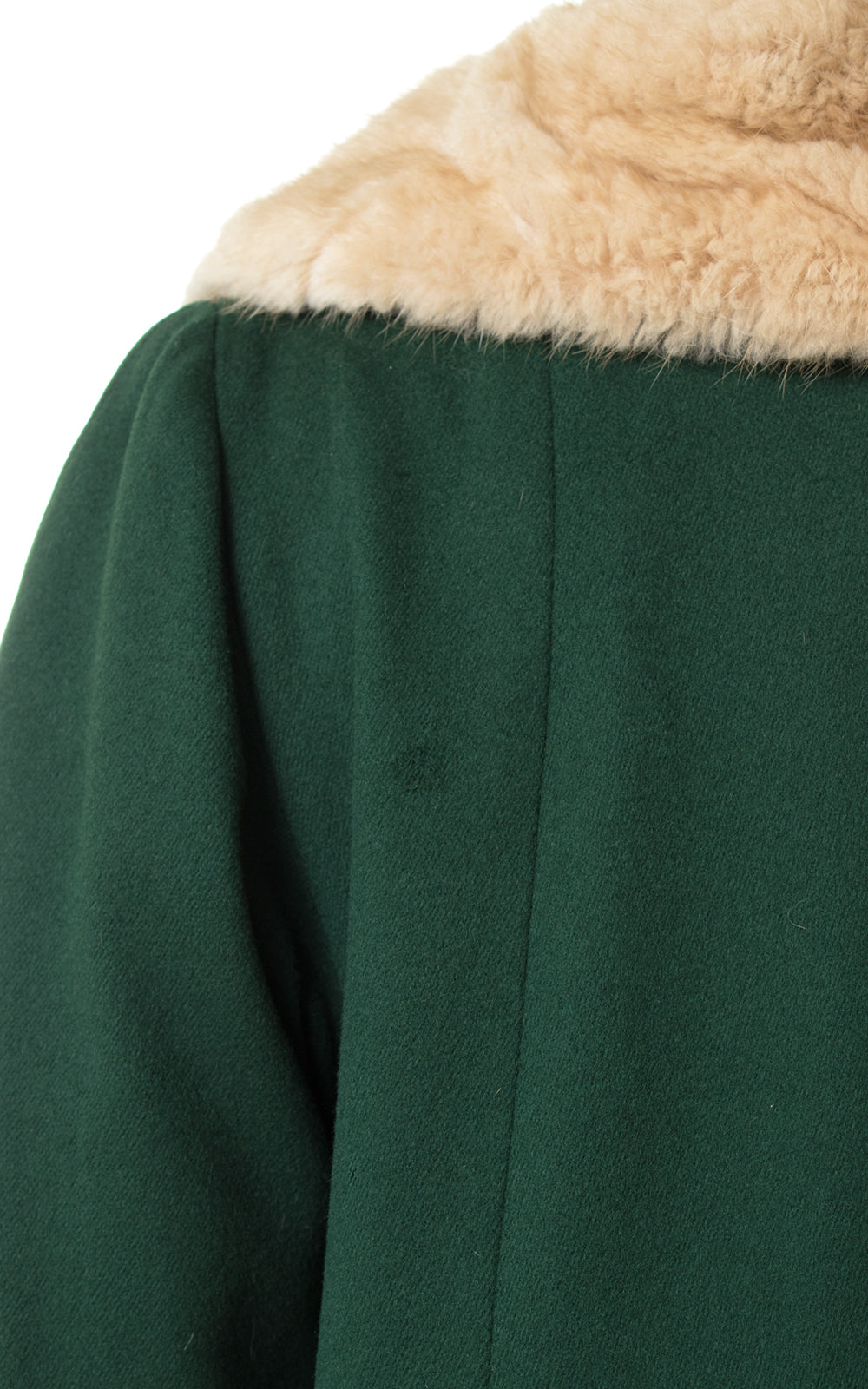 1940s Forest Green Wool & Fur Coat