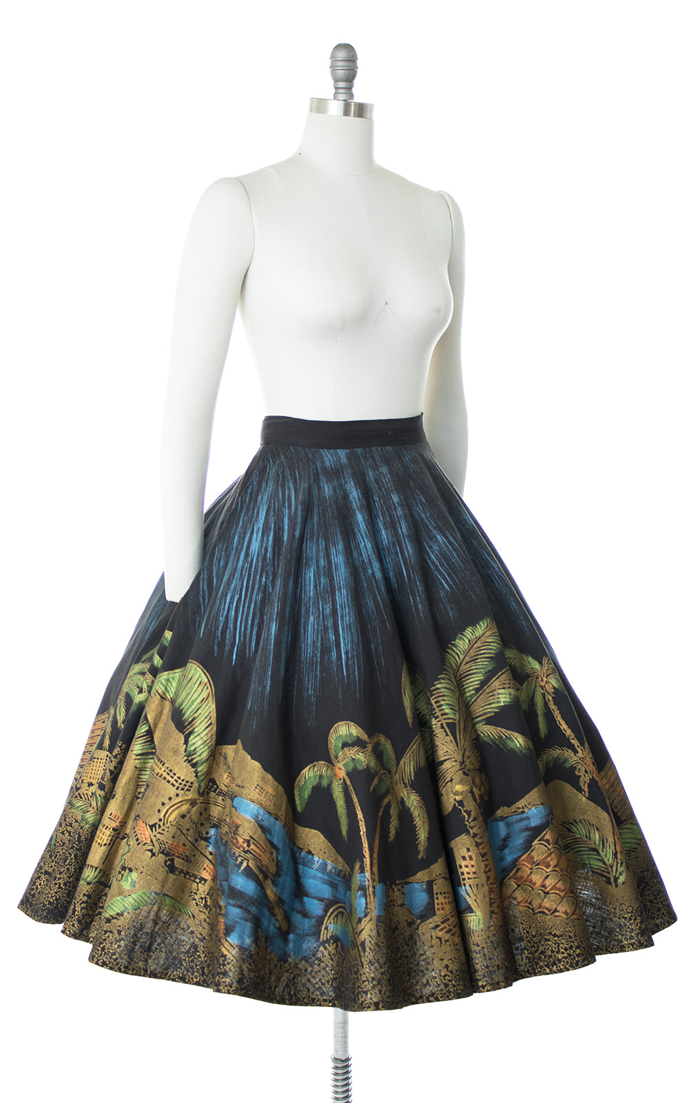 1950s Mexican Novelty Print Hand-Painted Circle Skirt