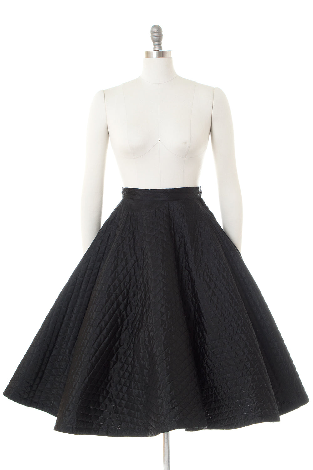 1950s Black Quilted Circle Skirt