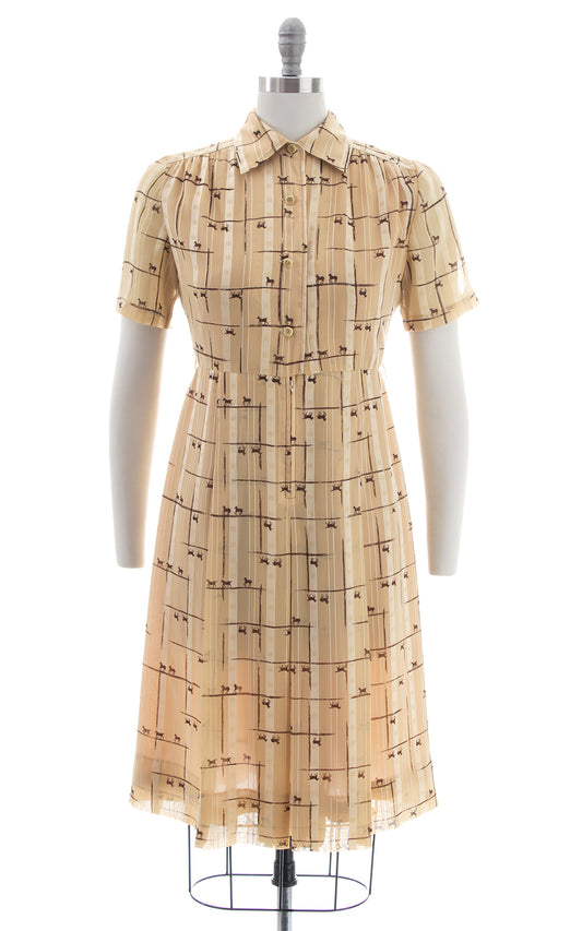 1980s Horse Novelty Print Shirtwaist Dress