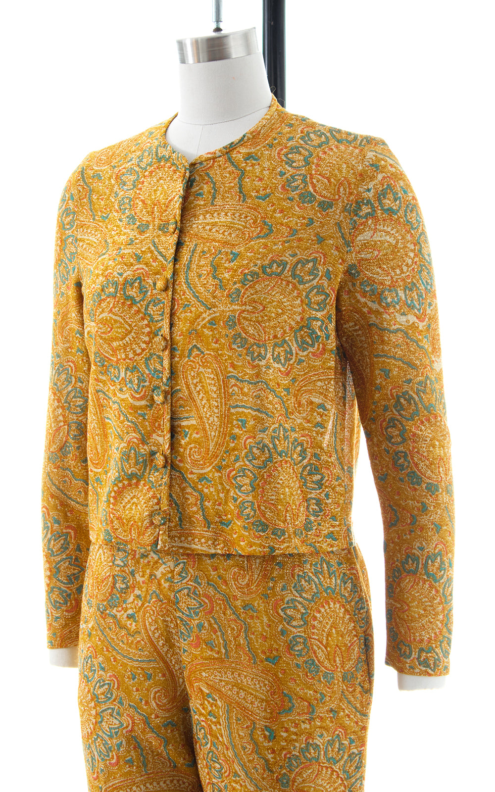 1960s Metallic Paisley Pant Suit