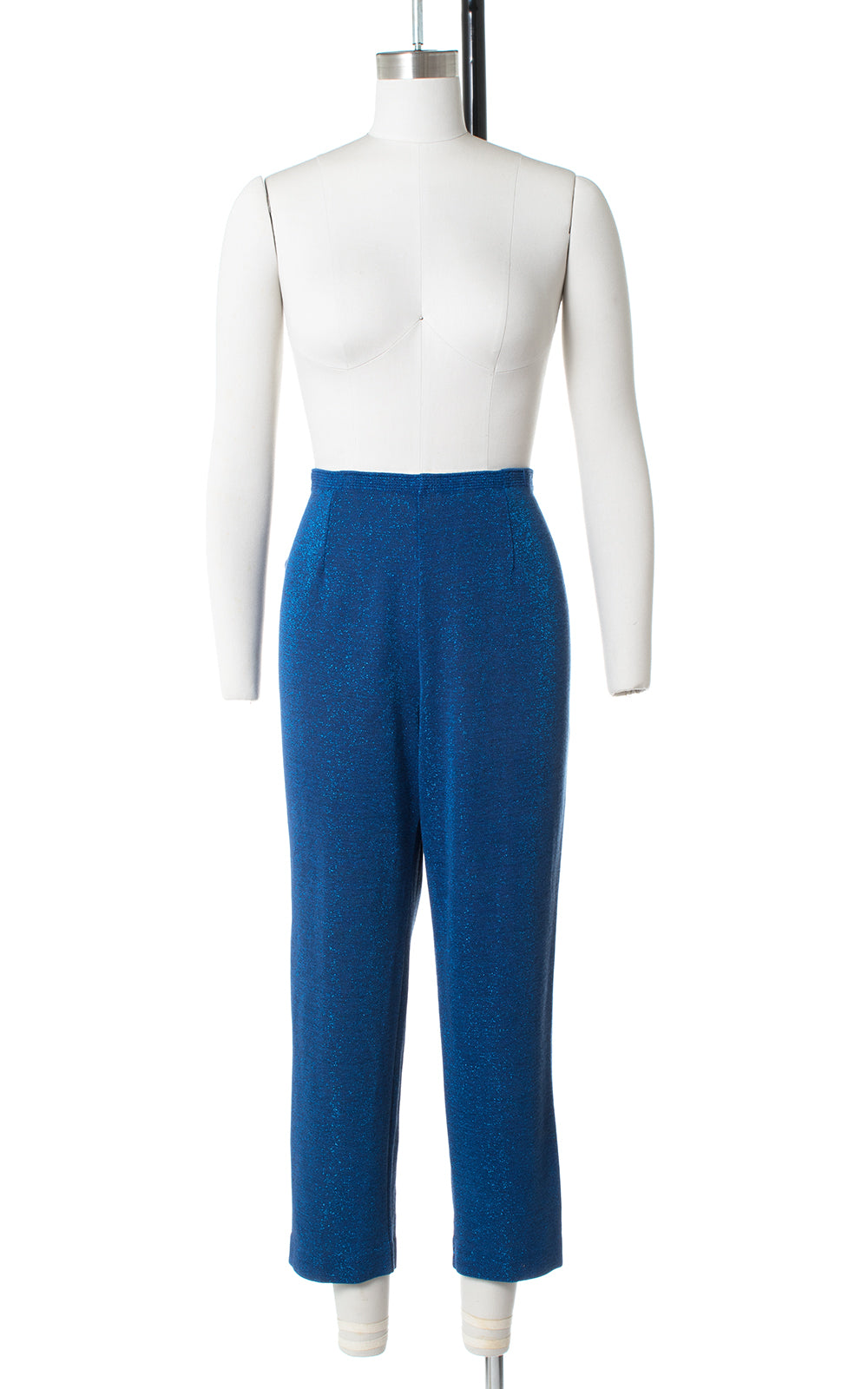 1950s Metallic Blue Lurex Cigarette Pants