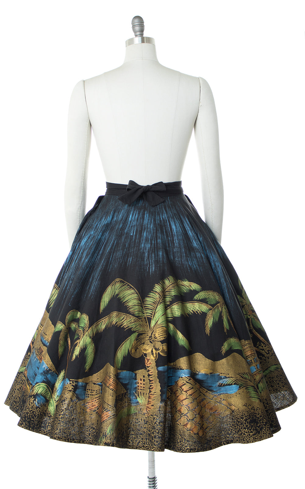 1950s Mexican Novelty Print Hand-Painted Circle Skirt