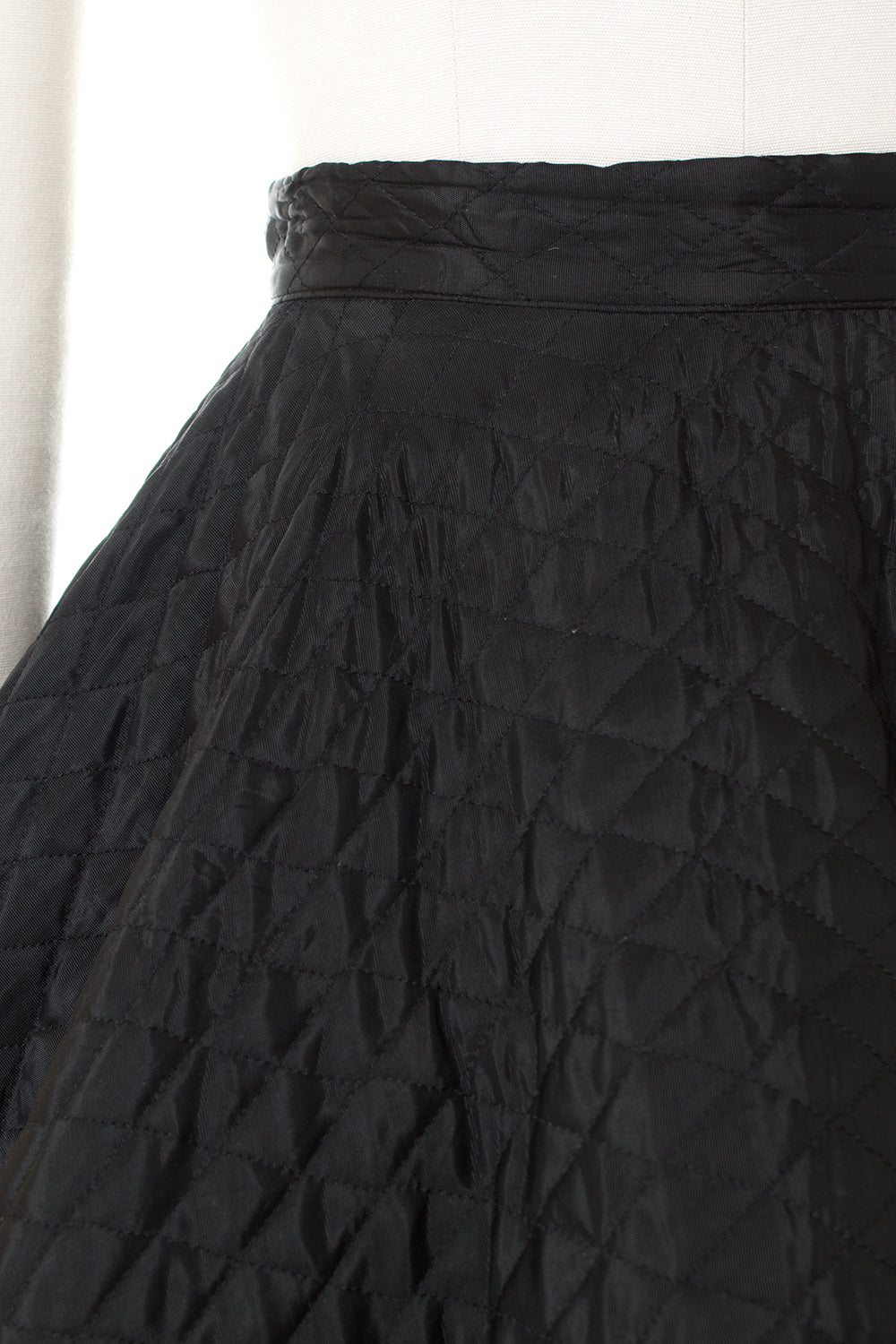 1950s Black Quilted Circle Skirt