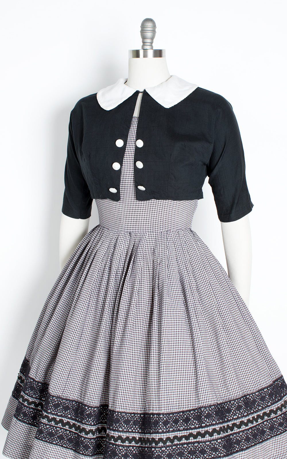 1950s Gingham Cotton Sundress with Bolero