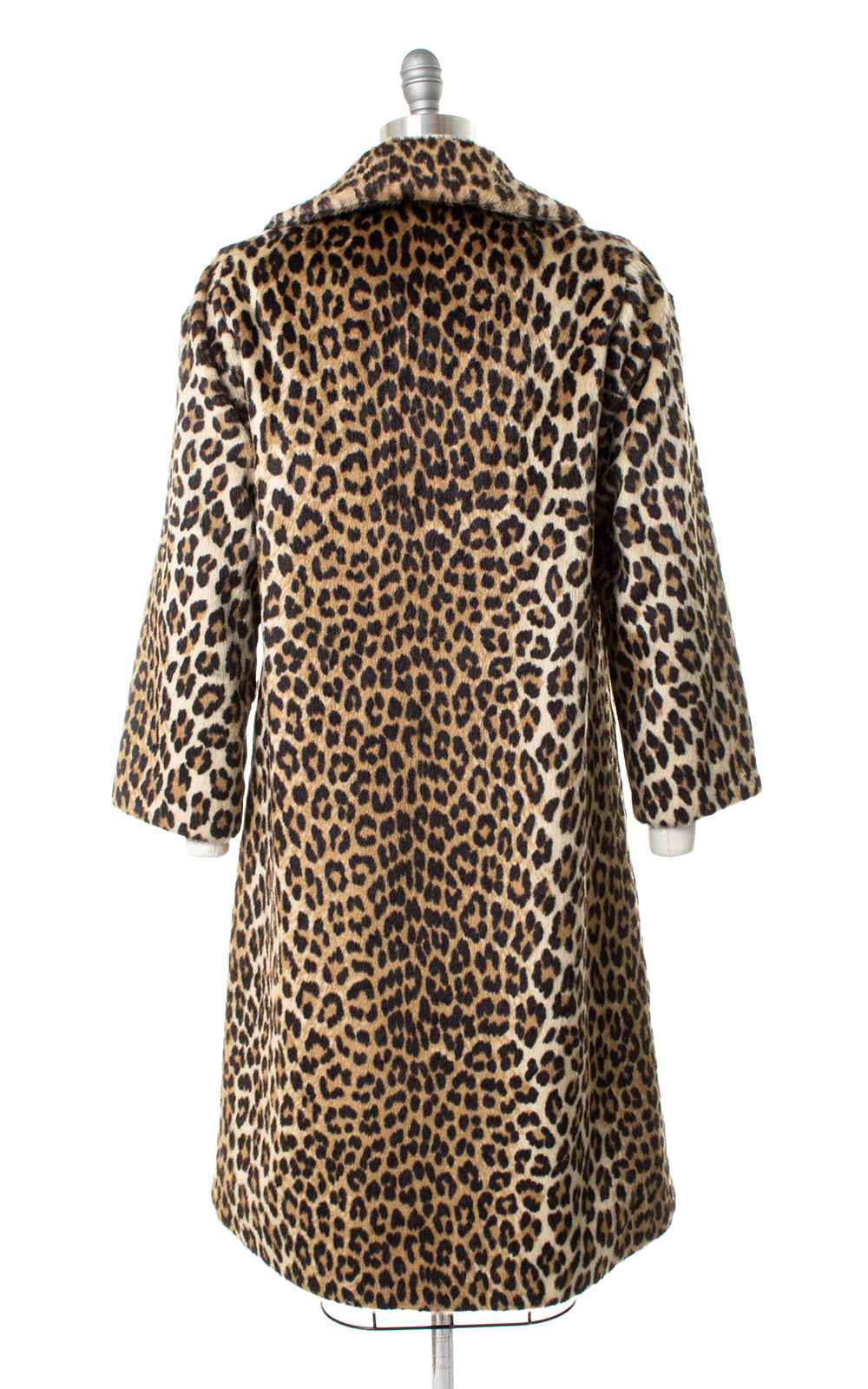 1960s Leopard Print Faux Fur Double Breasted Long Coat