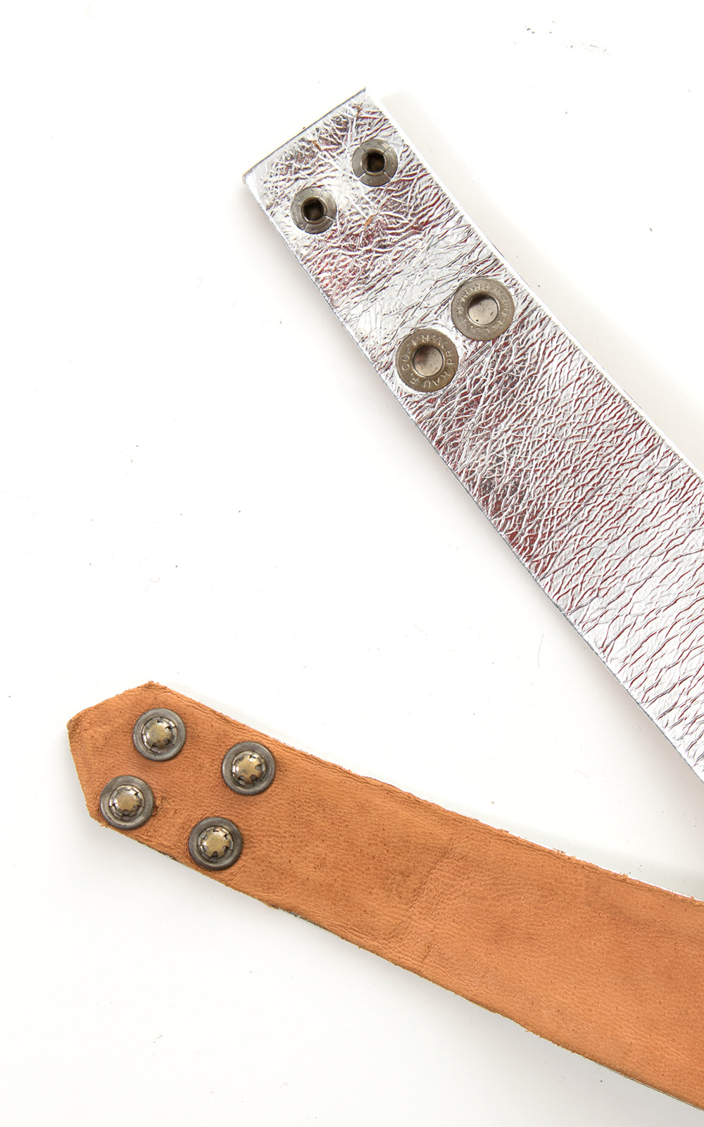 1950s Beaded Silver Leather Cinch Belt