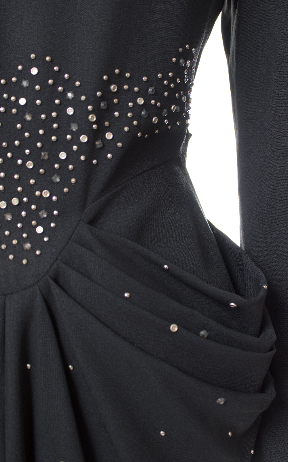 1940s Studs & Rhinestones Rayon Cocktail Dress | x-small/small