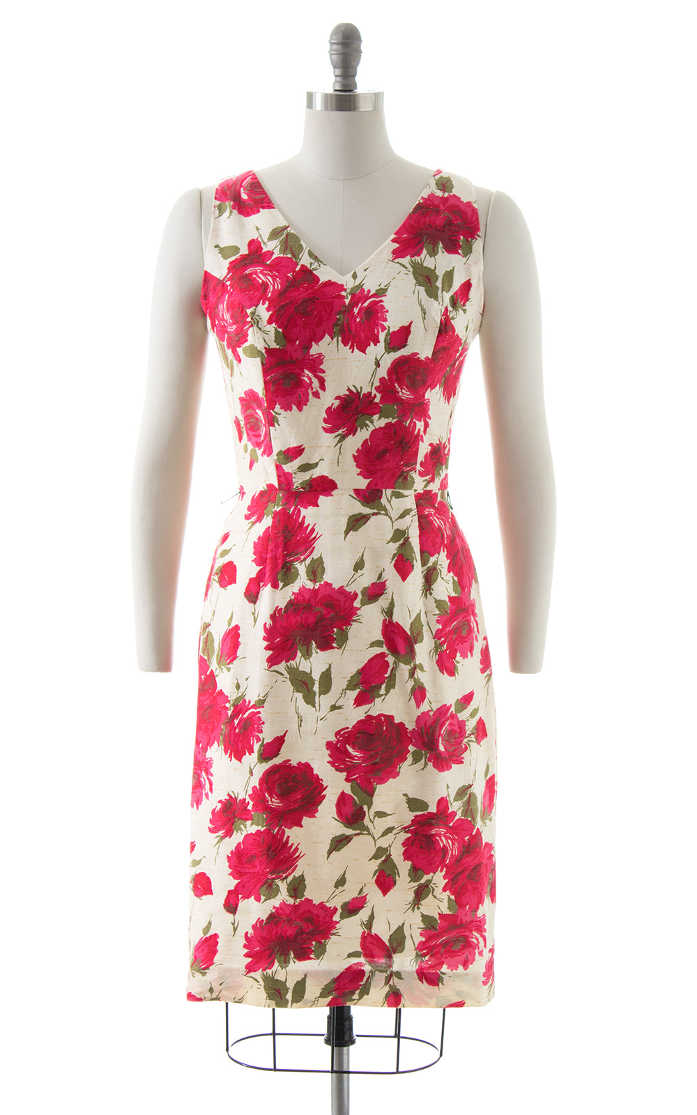 1960s Pink Rose Wiggle Dress
