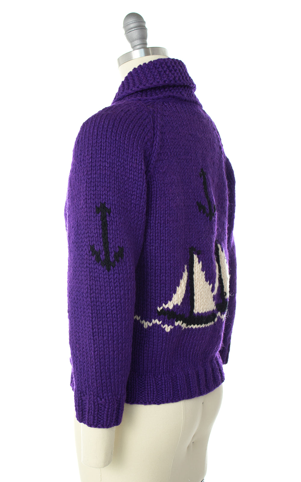 1950s Sailboat Novelty Knit Wool Cowichan
