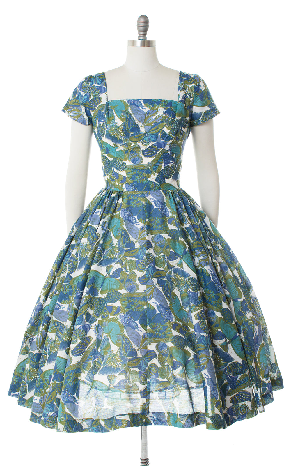 1950s Butterfly Novelty Print Circle Skirt Dress