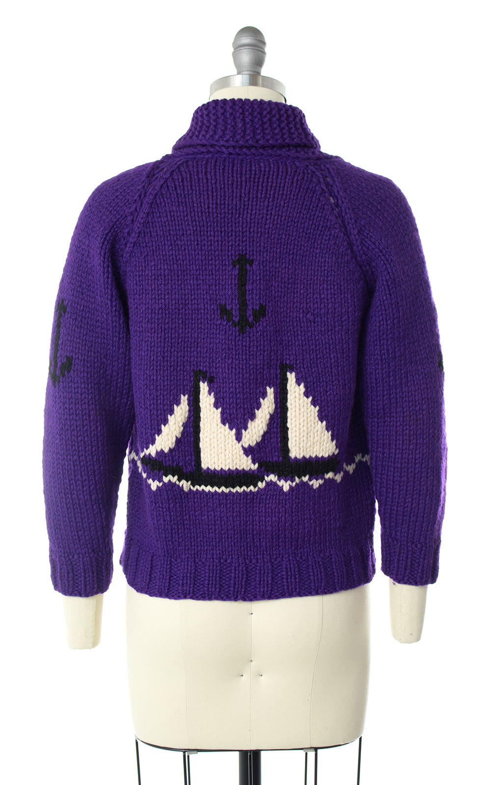 1950s Sailboat Novelty Knit Wool Cowichan