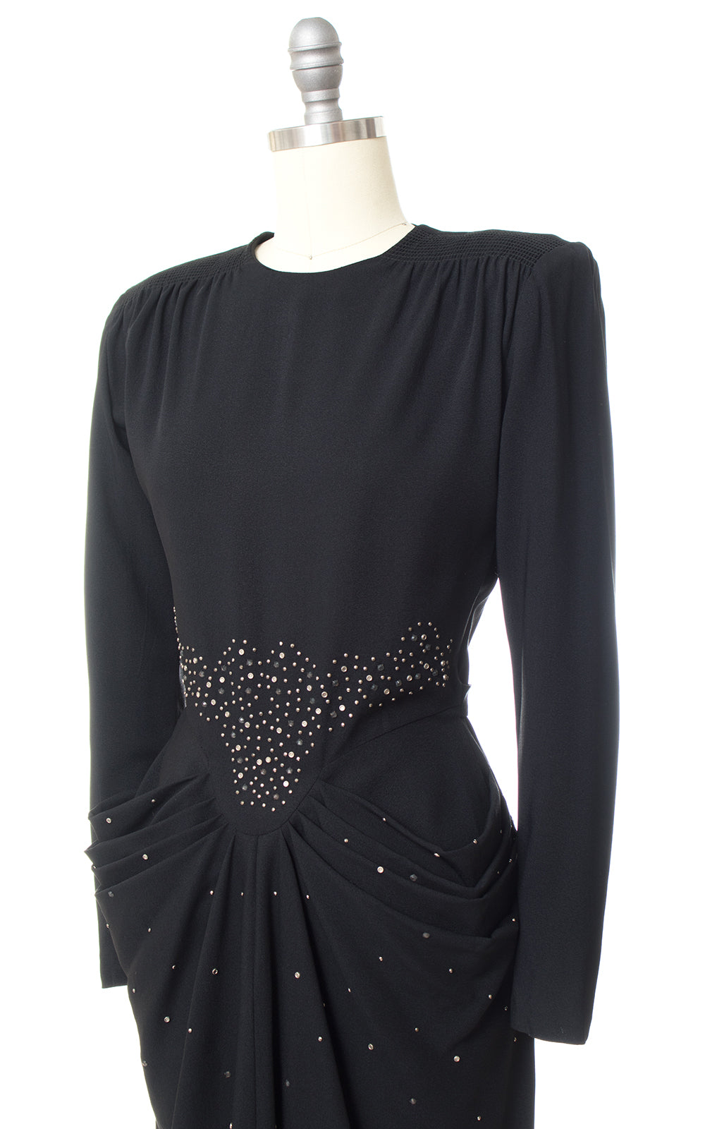 1940s Studs & Rhinestones Rayon Cocktail Dress | x-small/small