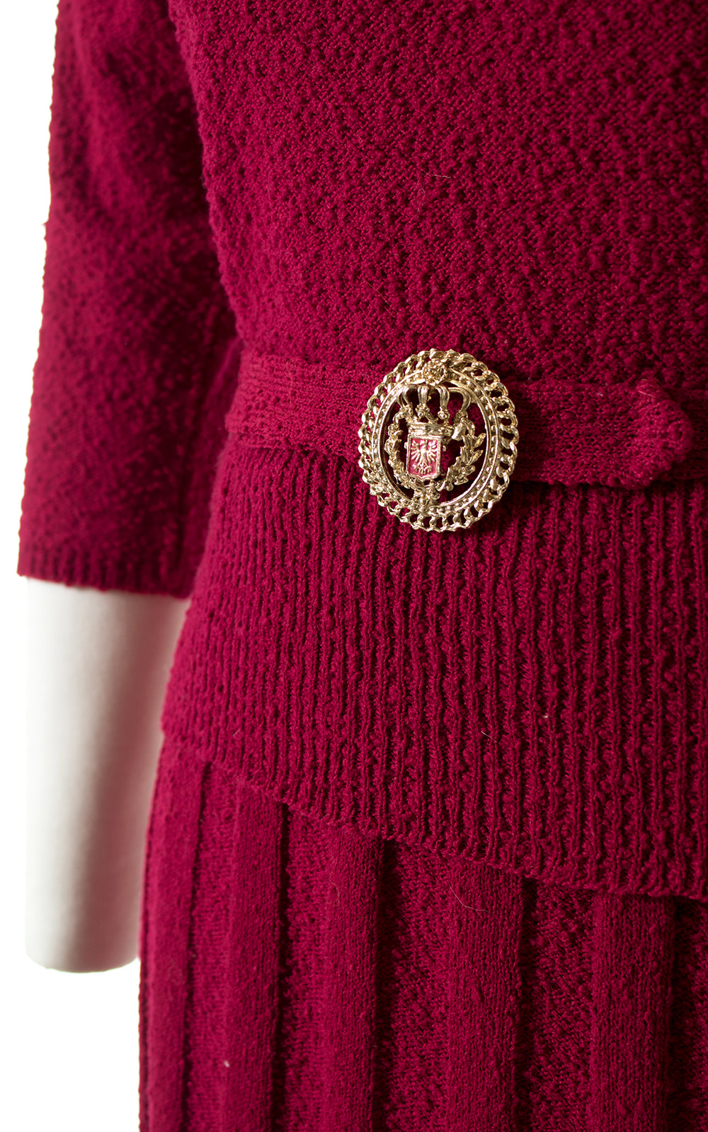 1950s Cranberry Knit Wool Sweater 3-Piece Set