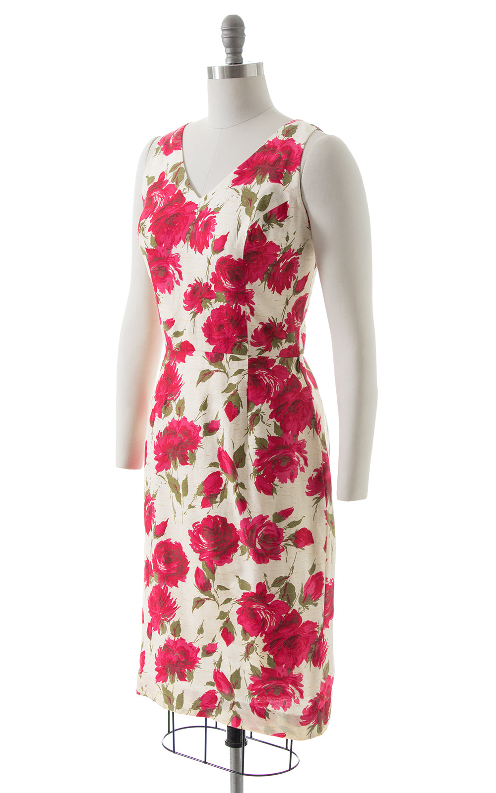 1960s Pink Rose Wiggle Dress