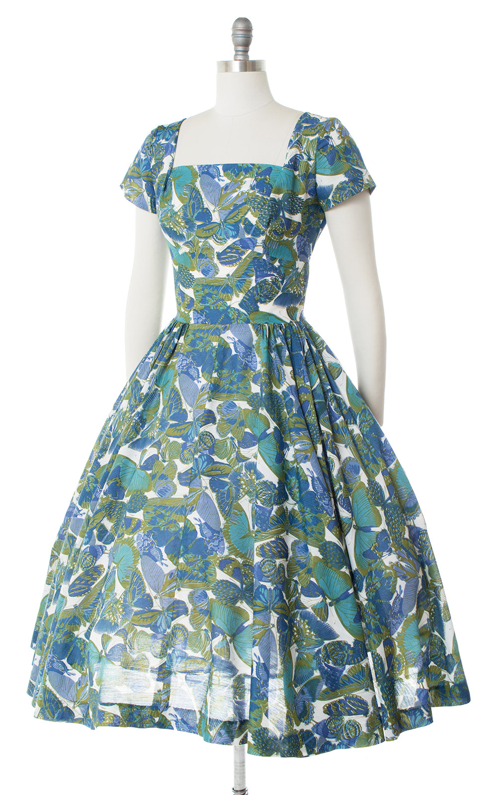 1950s Butterfly Novelty Print Circle Skirt Dress