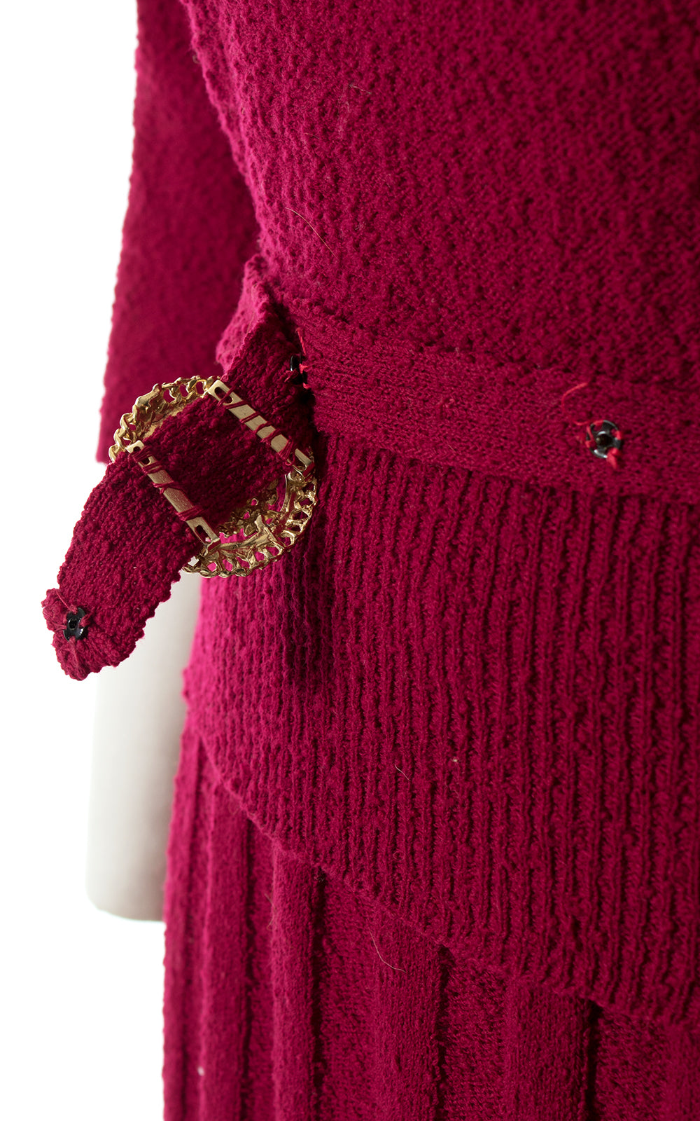 1950s Cranberry Knit Wool Sweater 3-Piece Set