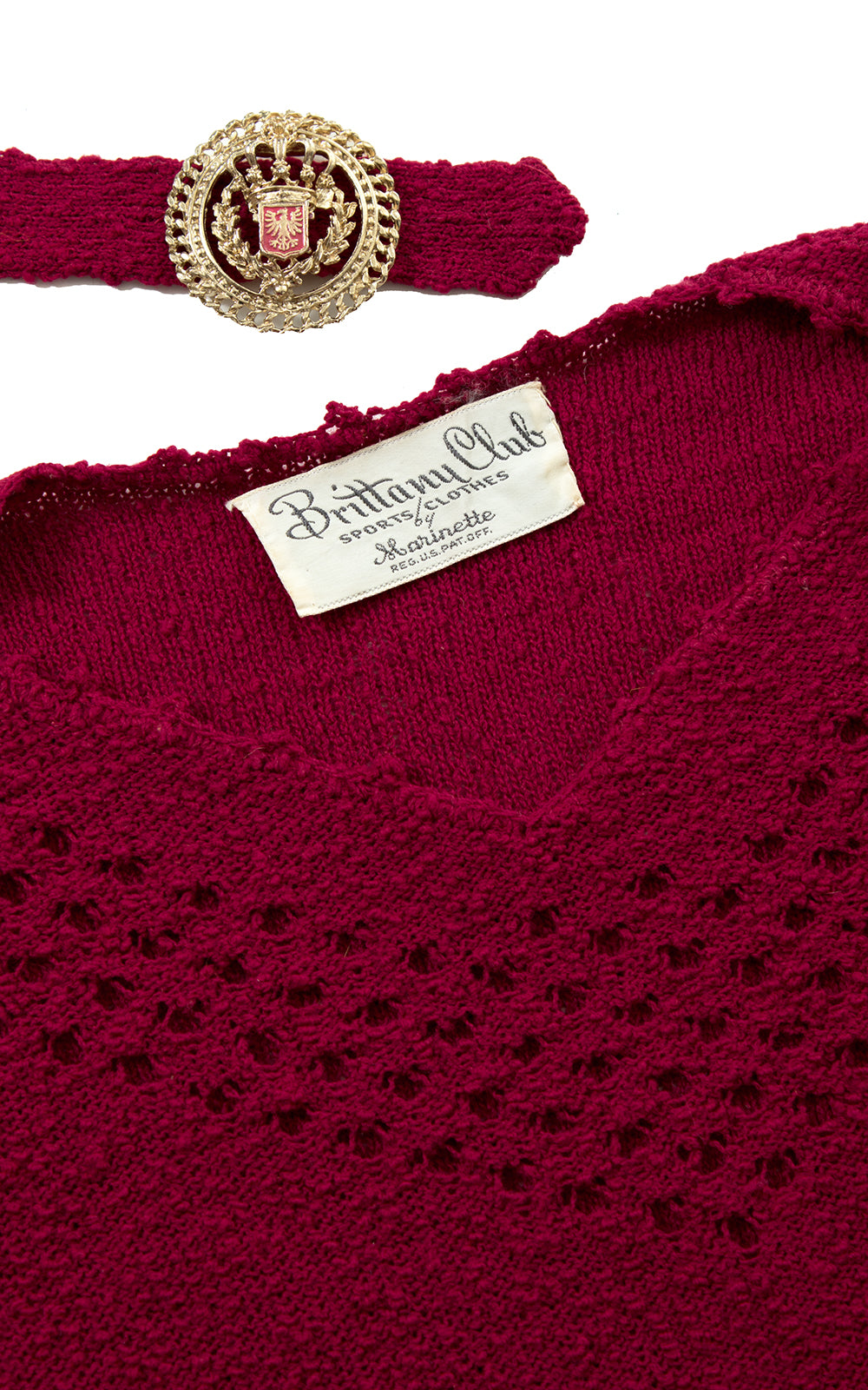 1950s Cranberry Knit Wool Sweater 3-Piece Set