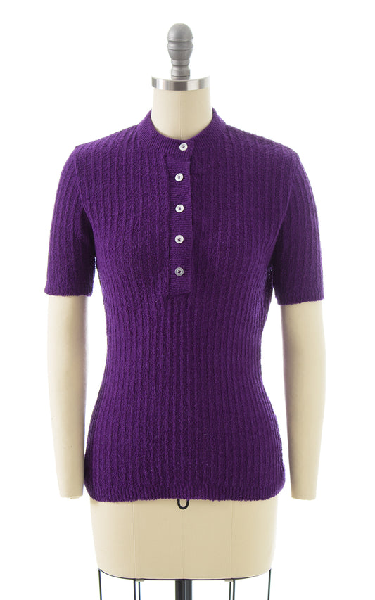 1970s Purple Knit Sweater Top