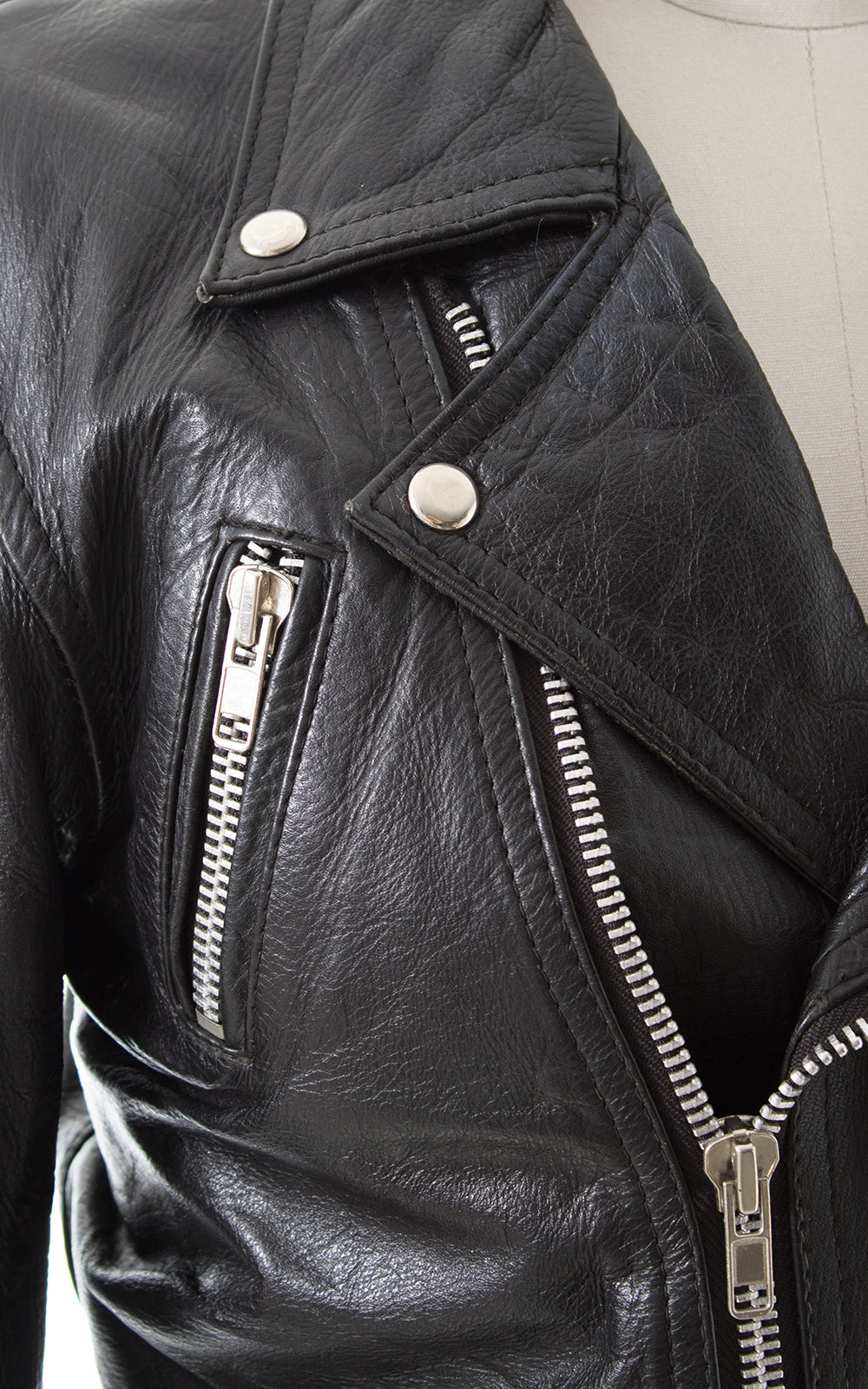 1980s 1990s Black Leather Motorcycle Jacket