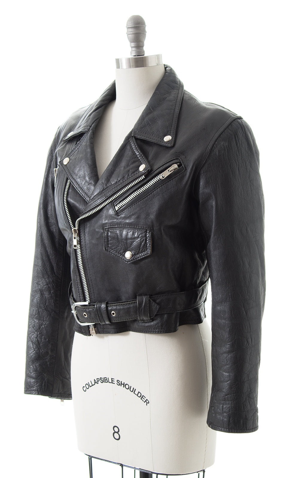 1980s 1990s Black Leather Motorcycle Jacket