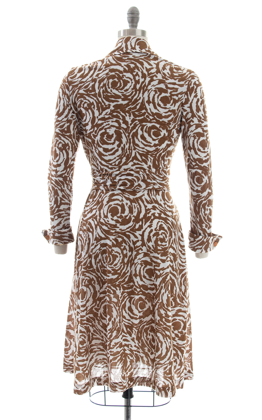 1970s Printed Jersey Knit Wrap Dress