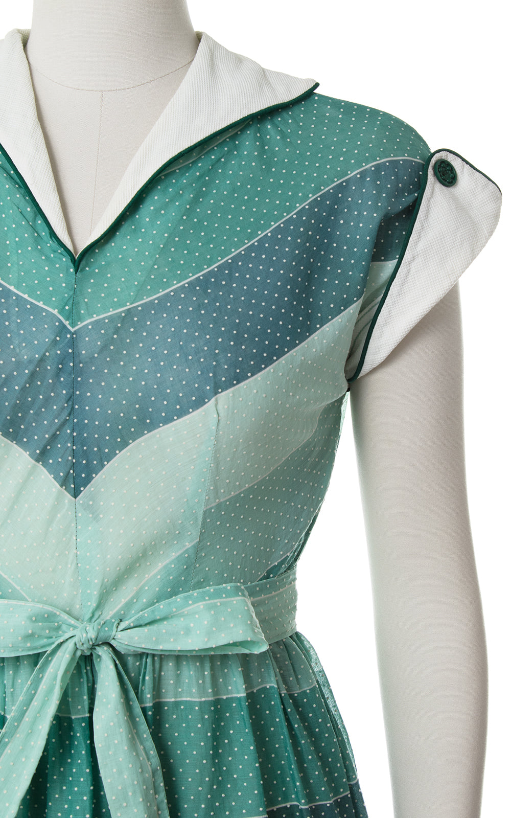 1950s Polka Dot Striped Sheer Dress
