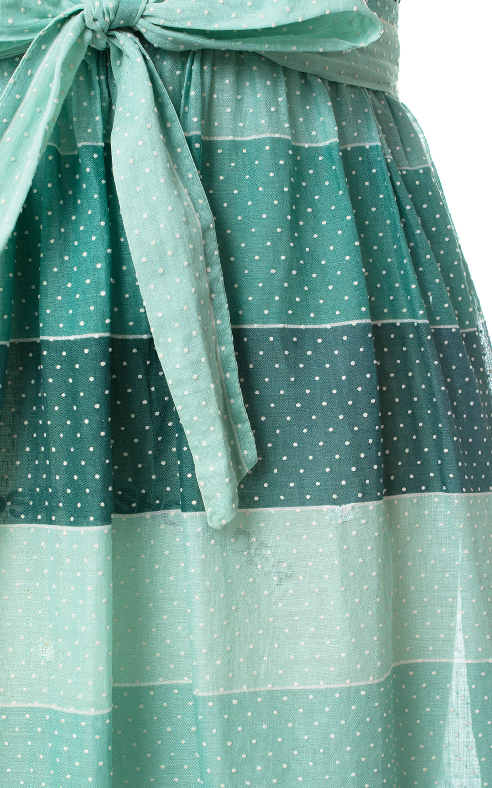1950s Polka Dot Striped Sheer Dress