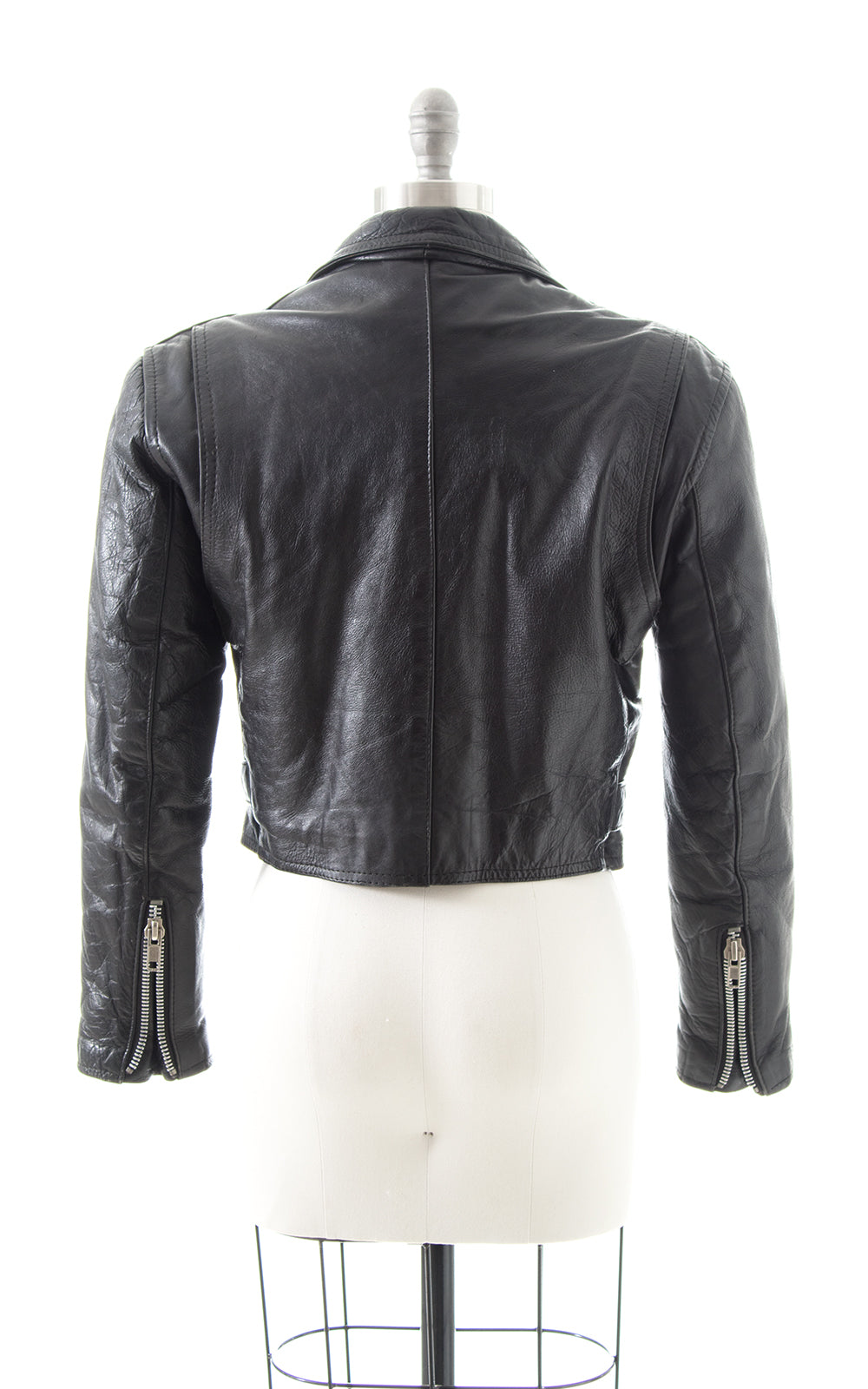 1980s 1990s Black Leather Motorcycle Jacket