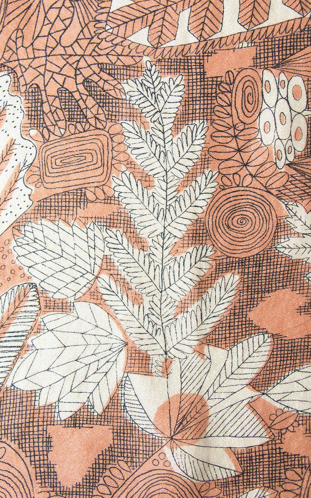 1950s Leaf Printed Silk Scarf