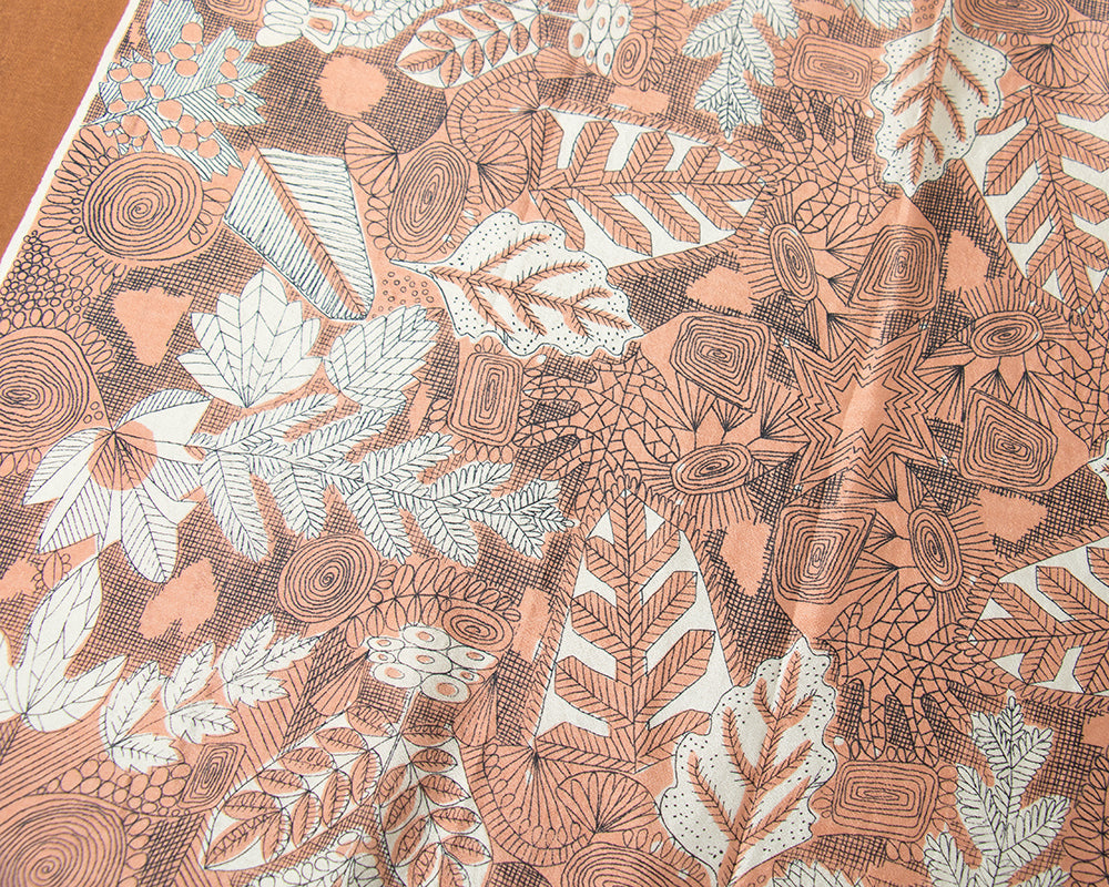 1950s Leaf Printed Silk Scarf