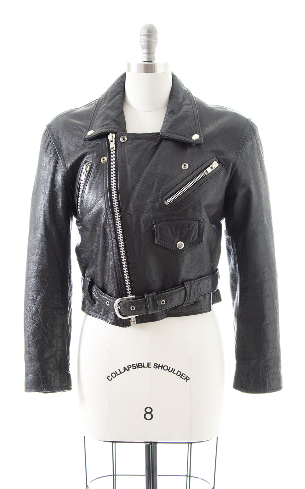 1980s 1990s Black Leather Motorcycle Jacket