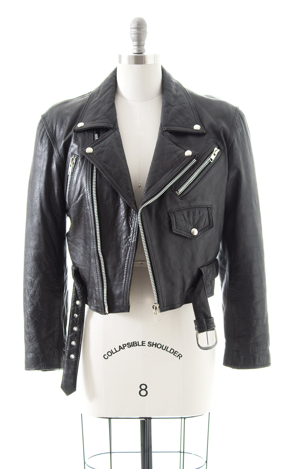 1980s 1990s Black Leather Motorcycle Jacket