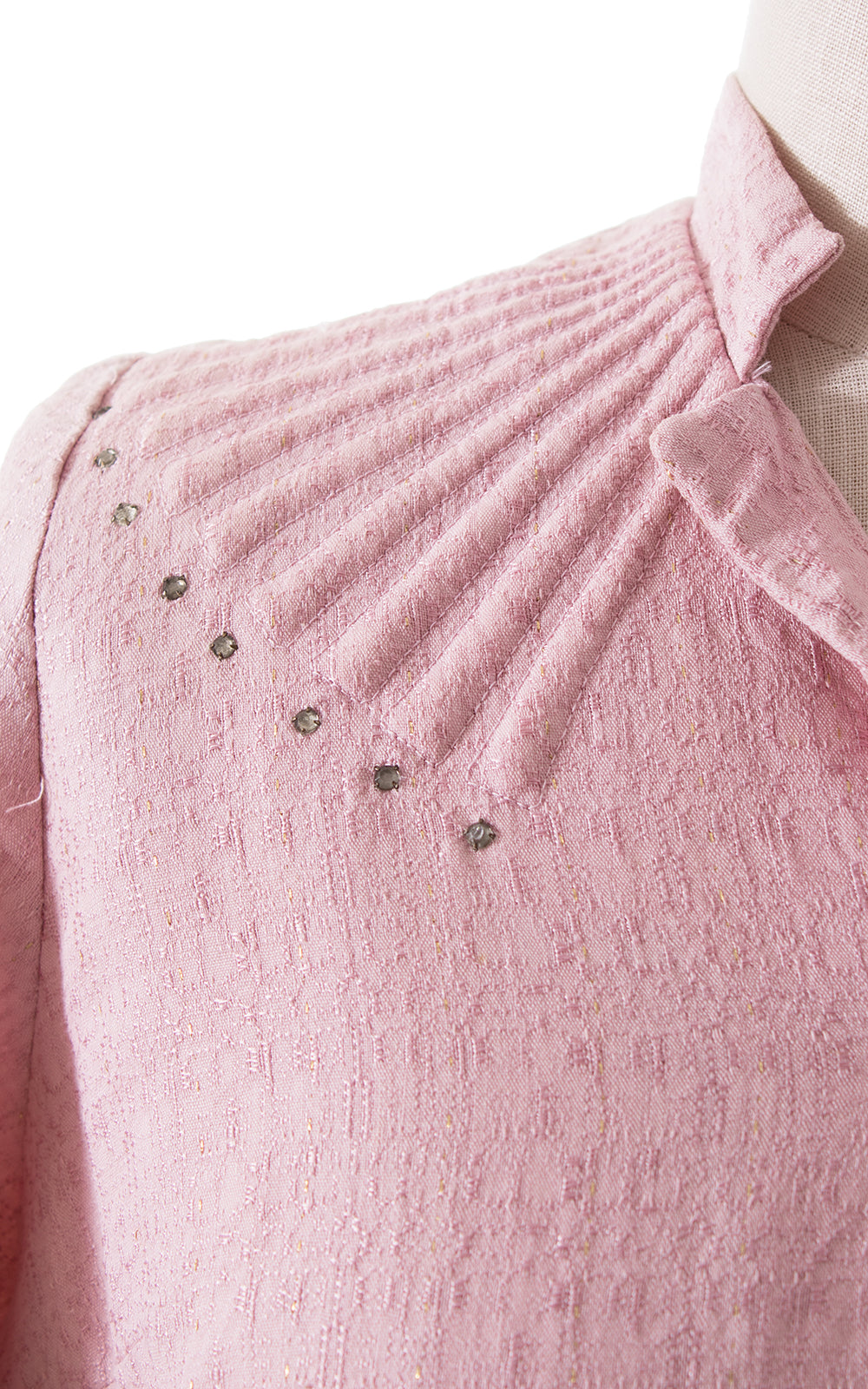 1950s Sparkly Pink Shirtwaist Dress