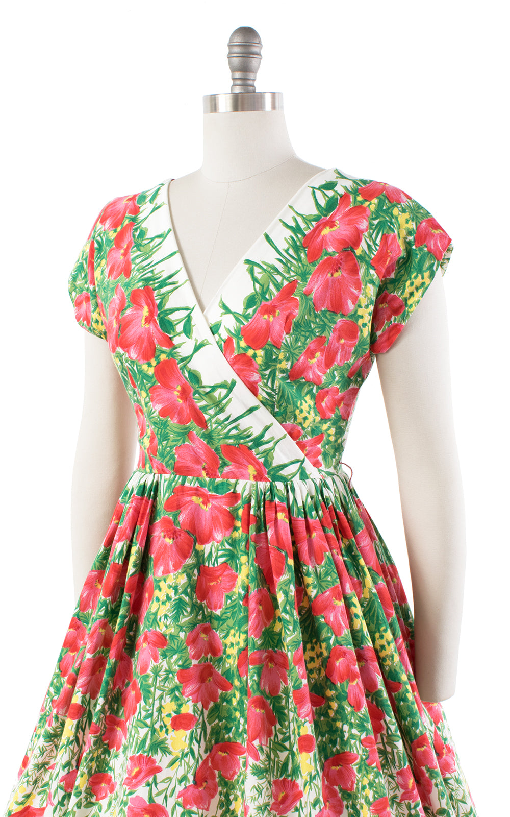 1950s Cascading Poppies Cotton Dress | small