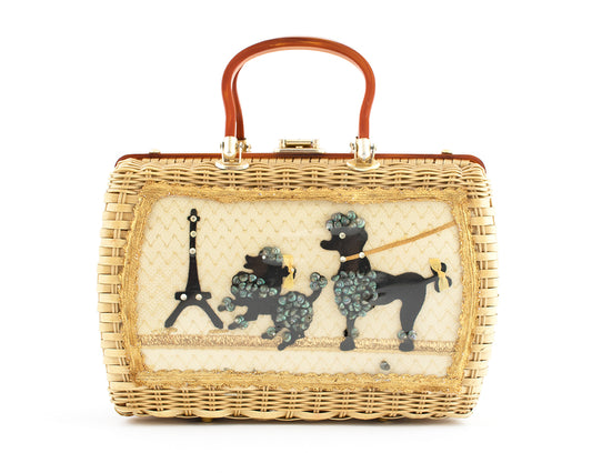 1950s Poodle & Eiffel Tower Novelty Box Purse by Atlas