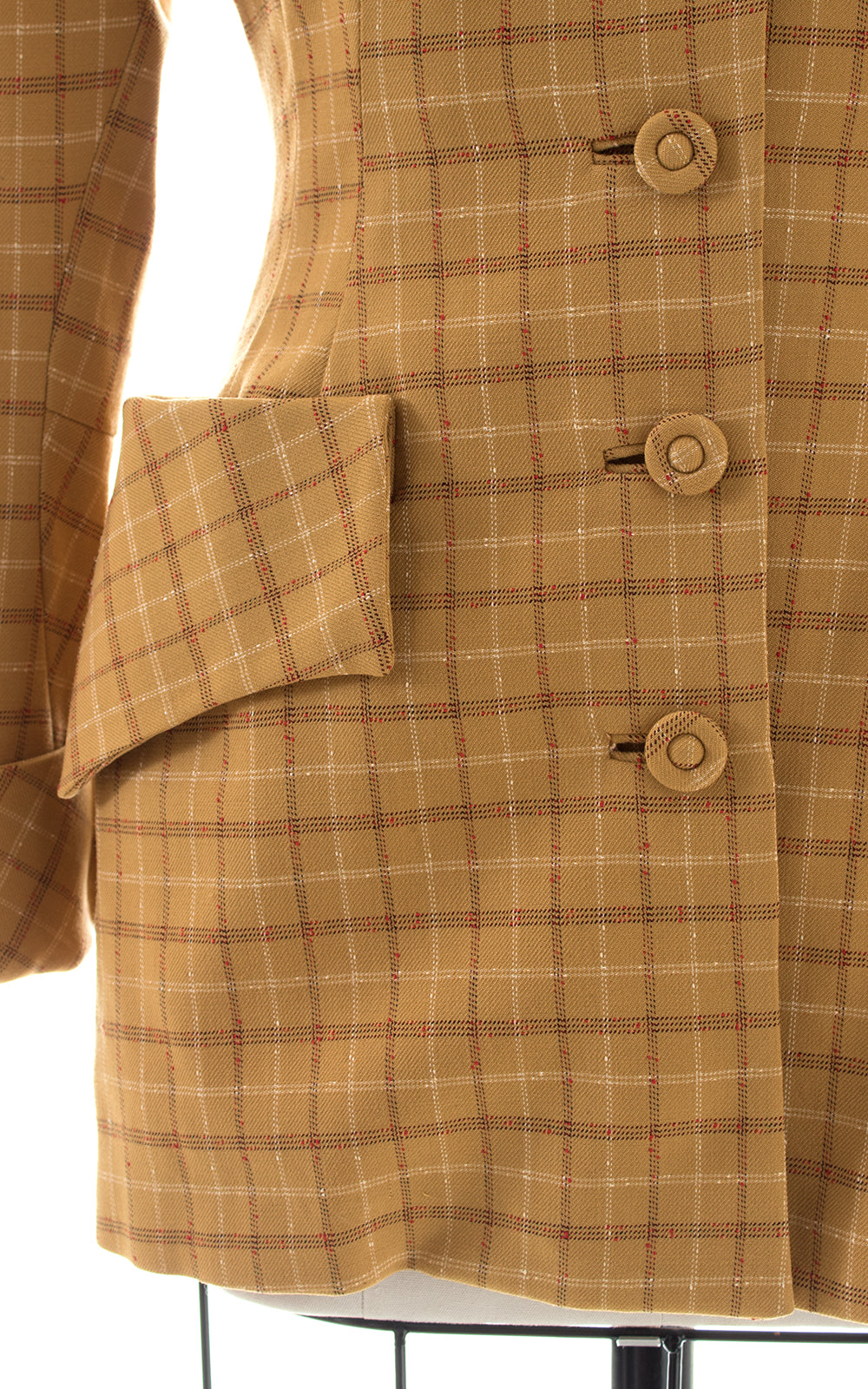 1940s Mustard Plaid Wool Suit Jacket