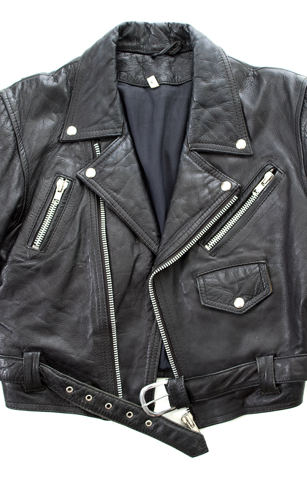 1980s 1990s Black Leather Motorcycle Jacket